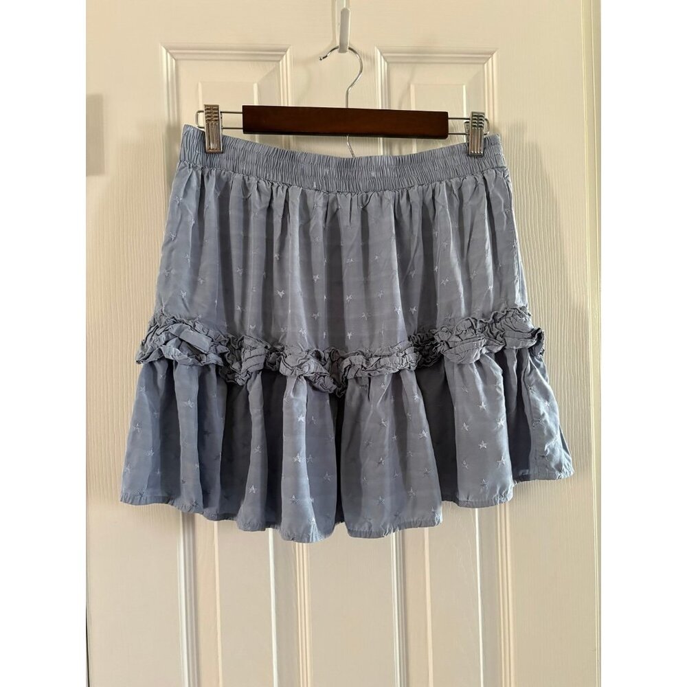 Storia Blue Tiered Ruffle Skirt Large